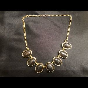 *6 for $10!* Brown Glittery Crackle Large Gem Crystal Statement Necklace